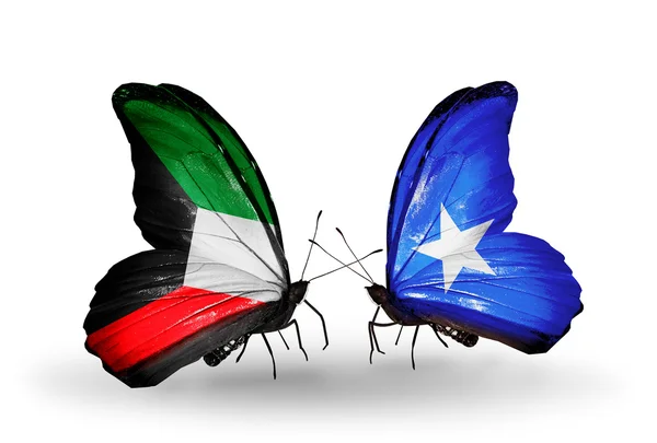 クウェートとソマリア関係のフラグを持つ蝶 2 — ストック写真