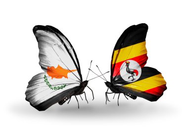 iki ilişkileri bayrakları ile Kıbrıs ve uganda kelebekler