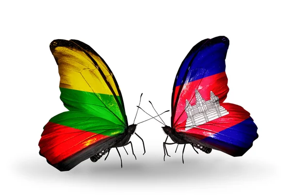 Motýli s příznaky Litvy a Kambodži — Stock fotografie