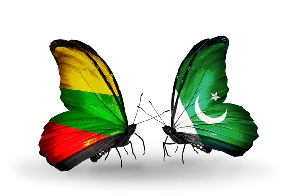 Motýli s příznaky Litvy a Pákistánu — Stock fotografie