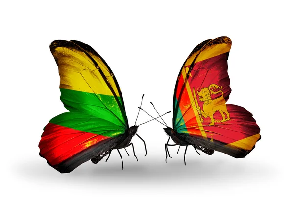 Mariposas con banderas de Lituania y Sri Lanka —  Fotos de Stock