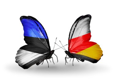 Estonya ve Güney Osetya bayrakları taşıyan kelebekler