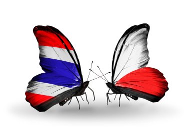 Kelebek kanatları Tayland ve Polonya bayrakları ile