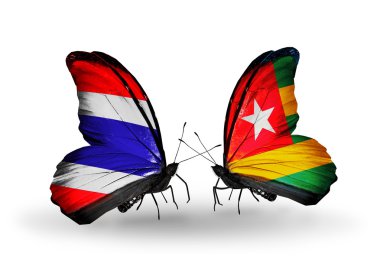 Kelebek kanatları Tayland ve togo bayrakları ile