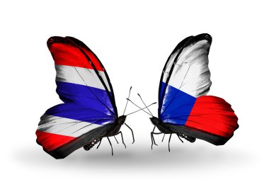 kelebekler kanat Tayland ve Çek bayrakları ile