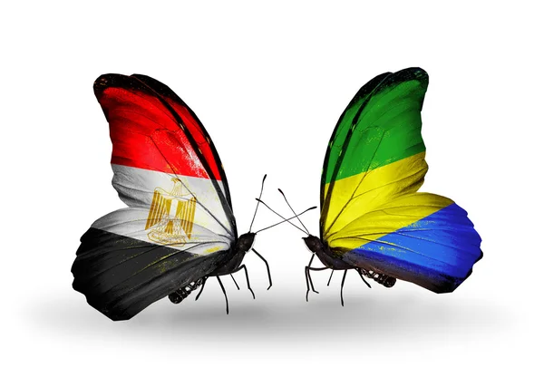 Fjärilar med flaggor i Egypten och gabon — Stockfoto