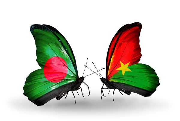 Motyle z Bangladeszu i burkina faso flagi na skrzydłach — Zdjęcie stockowe