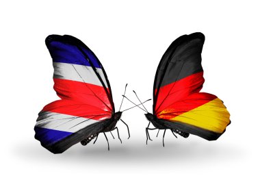Kosta Rika ve kanatları Almanya bayrakları ile kelebekler