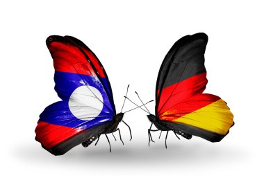 kelebekler kanat laos ve Almanya bayrakları ile