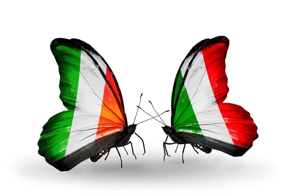 Butterflies with Ireland and  Italy flags on wings — Stock Photo, Image