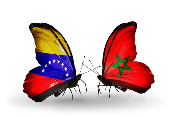Mariposas con banderas de Venezuela y Marruecos en alas —  Fotos de Stock