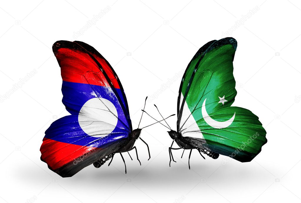 Butterflies with Laos and Pakistan flags on wings Stock Photo by ©sun