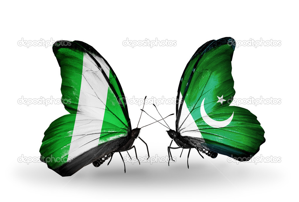 Butterflies with Nigeria and Pakistan flags on wings