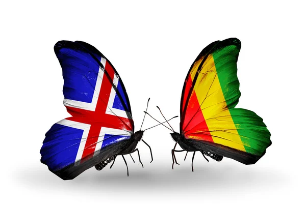 Mariposas con banderas de India y Guinea en alas —  Fotos de Stock