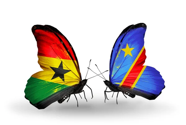 Motýli s příznaky ghana a kongo na křídlech — Stock fotografie