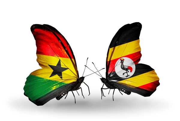 Motýli s příznaky ghana a uganda na křídlech — Stock fotografie