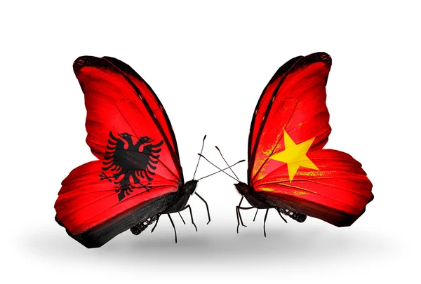 Mariposas con banderas de Albania y Vietnam —  Fotos de Stock