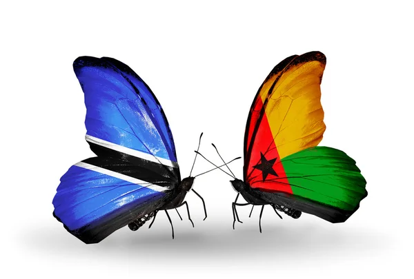 Motýli s Botswanou a guinea bissau příznaky — Stock fotografie