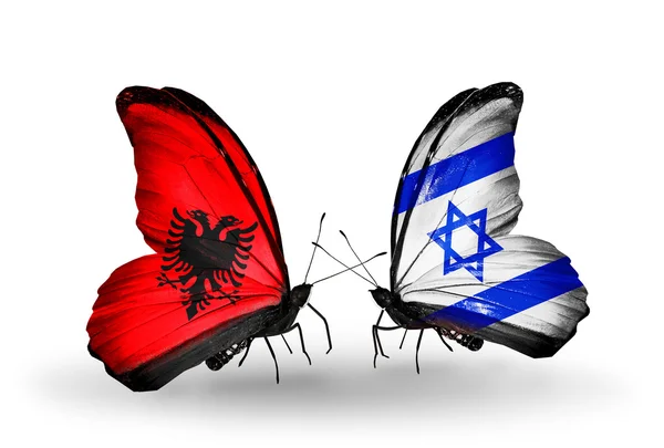 Vlinders met Albanië en Israël vlaggen — Stockfoto