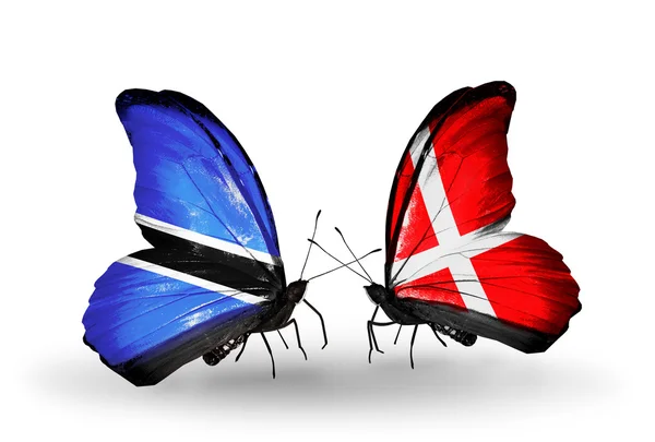 Motýli s příznaky Botswany a Dánsko — Stock fotografie