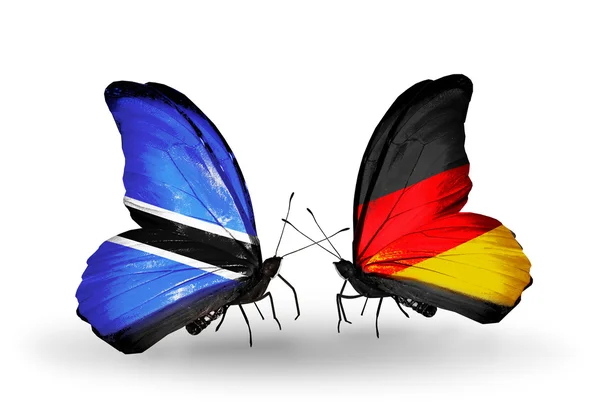 Papillons avec drapeaux Botswana et Allemagne — Photo