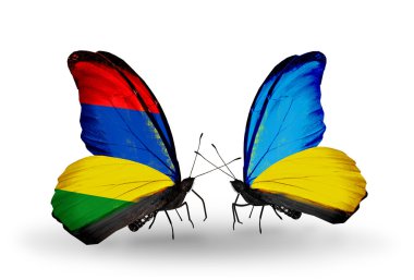 mauritius ve Ukrayna bayraklı kelebekler