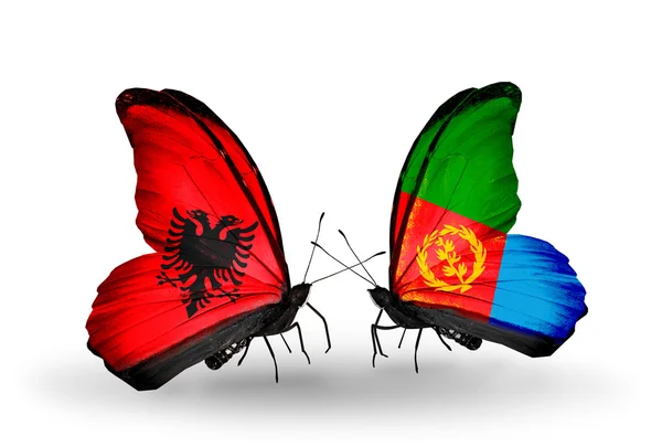 Motyle z flagi Albanii i Erytrei — Zdjęcie stockowe