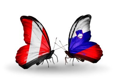 peru ve Slovenya bayrağı ile kelebekler