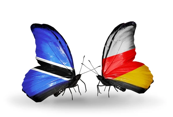 Метелики з Ботсвані та Південній Осетії прапори — стокове фото