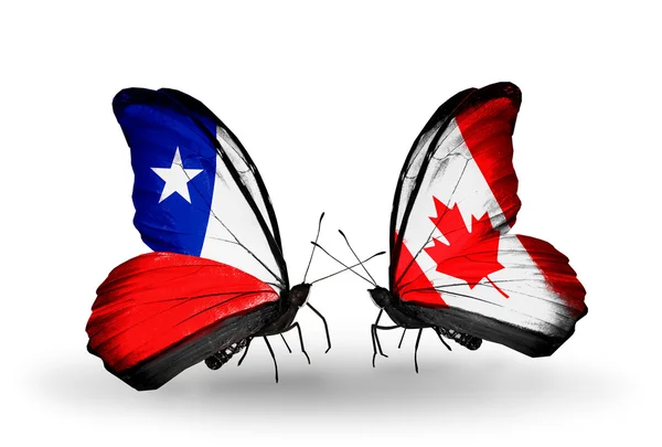 Motýli s chile a Kanada příznaky — Stock fotografie