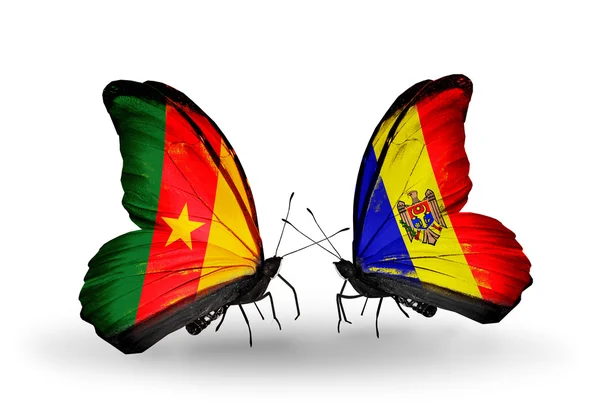 Motýli s příznaky Kamerun a Moldávie — Stock fotografie