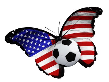 ABD bayrağı ile kelebek ve top