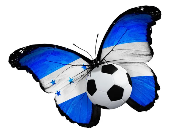 Borboleta com bandeira e bola de Honduras — Fotografia de Stock