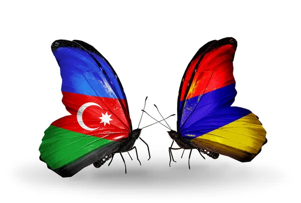 Motýli s příznaky Ázerbájdžán a Arménie na křídlech — Stock fotografie