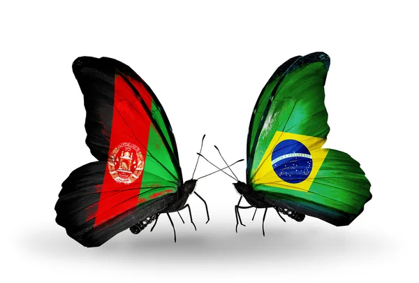 Mariposas con banderas de Afganistán y Brasil —  Fotos de Stock