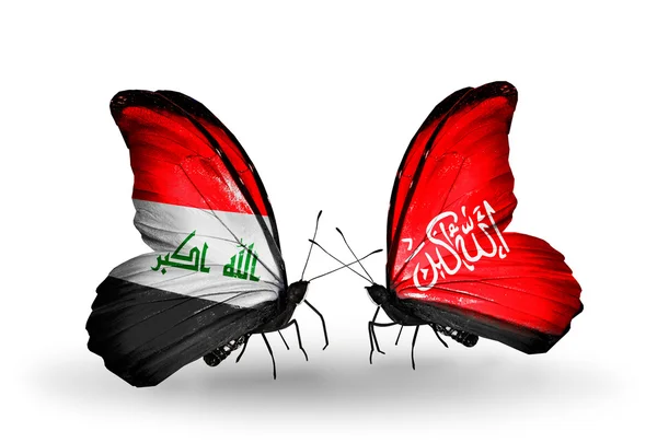 Mariposas con banderas de Irak y Waziristán — Zdjęcie stockowe