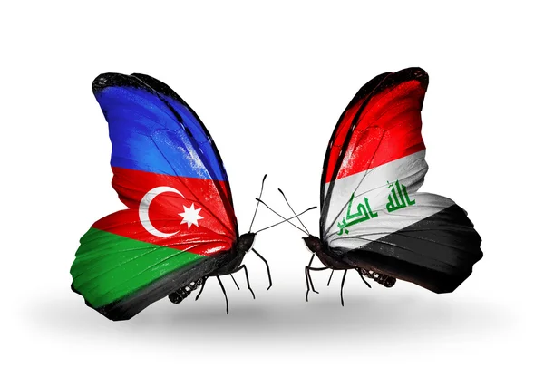 Mariposas con banderas de Azerbaiyán e Irak — Foto de Stock