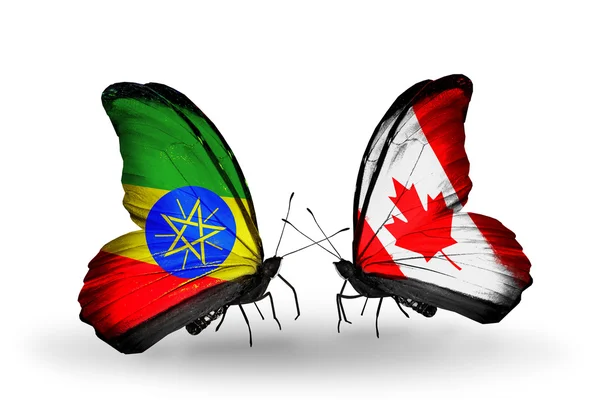 Motýli s příznaky Etiopie a Kanada — Stock fotografie