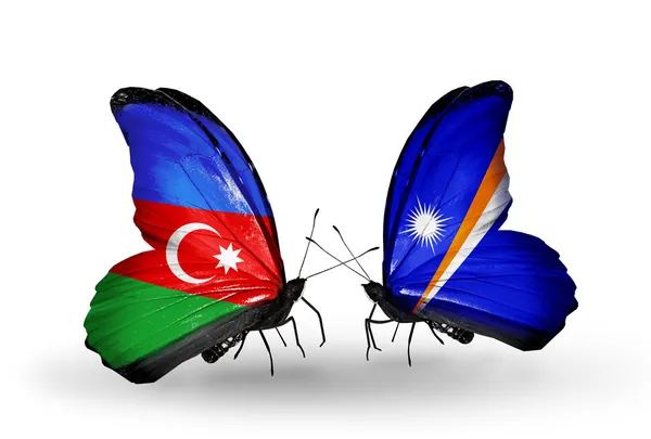 Motyle z flagi Azerbejdżanu i Wyspy Marshalla — Zdjęcie stockowe