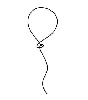 Beyaz arkaplanda çizgi çizimi olarak soyut hava balonu