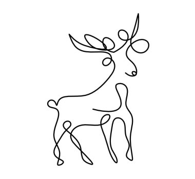 Soyut geyik silueti beyaz çizgiye çizilmiş gibi