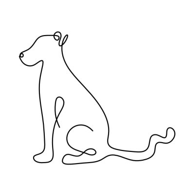 Soyut köpek silueti beyaz üzerine çizgi çiziyor