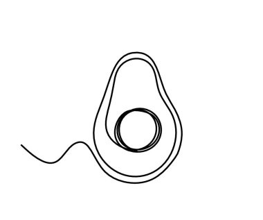 Beyaz arkaplanda avokado çizimi