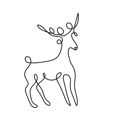 Soyut geyik silueti beyaz çizgiye çizilmiş gibi