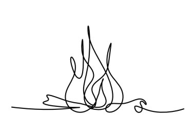 Beyaz arkaplanda çizgi çizimi olarak soyut ateş