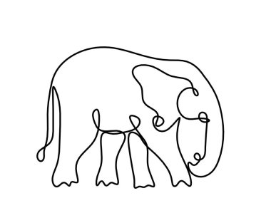 Soyut fil silueti beyaz üzerine çizgi çiziyor