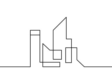 Beyaz arkaplanda sürekli çizgiler olarak soyut mimari
