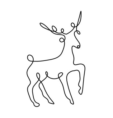 Soyut geyik silueti beyaz çizgiye çizilmiş gibi