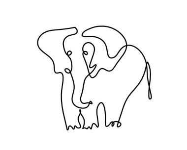 Soyut fil silueti beyaz üzerine çizgi çiziyor