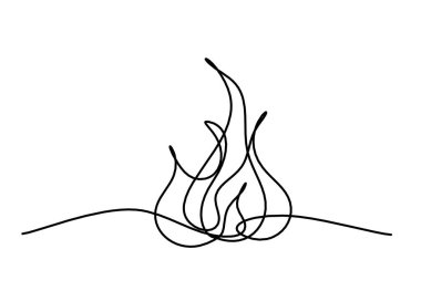 Beyaz arkaplanda çizgi çizimi olarak soyut ateş